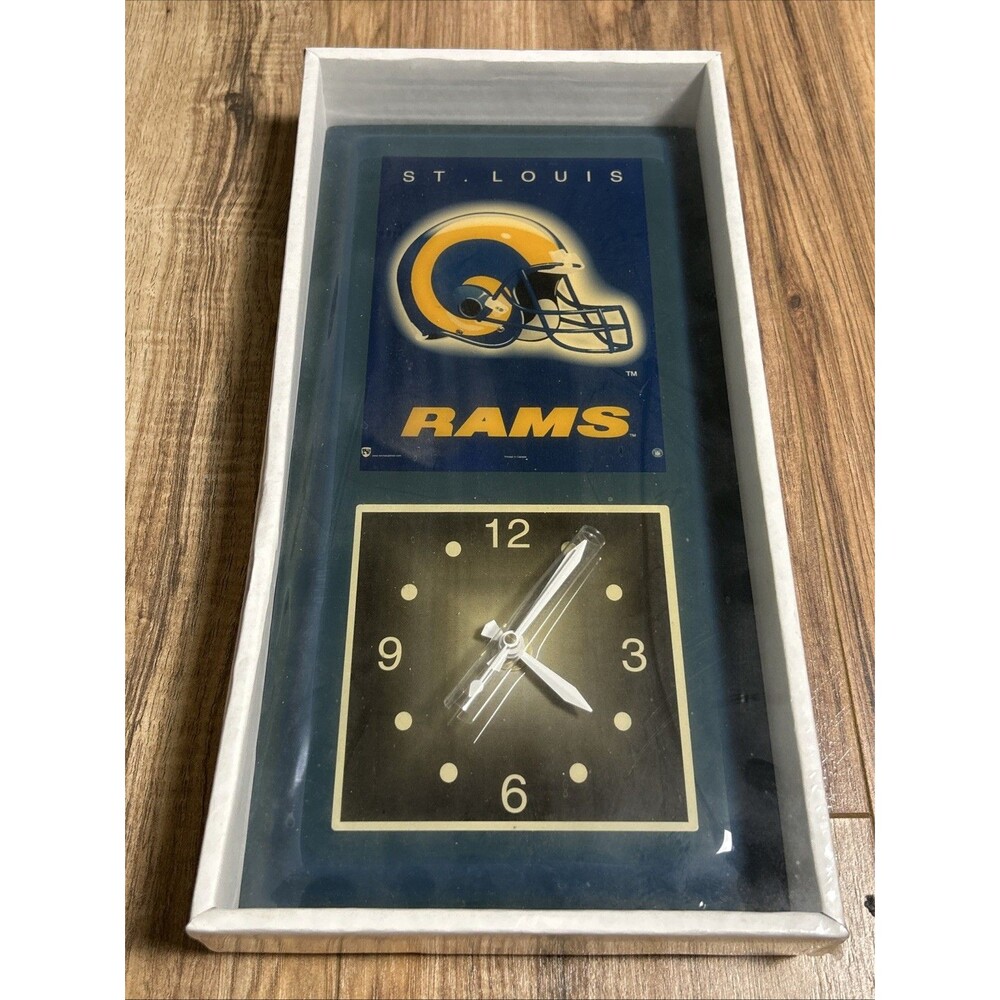 Vintage St Louis Blue Rectangular Wall Clock Norman James 15x7 3/4 Inches New